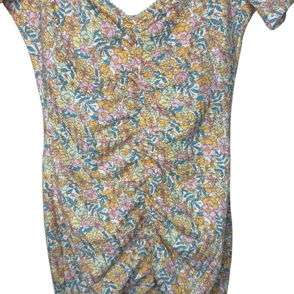 ASOS Design textured ruched Floral Print Mini Dress size 6 - Picture 6 of 9
